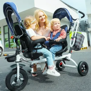 Twin Children's Tricycles Bicycles Twin Baby Strollers Children Double Bicycles 1-5 Years Old Baby Strollers Can Be Turned